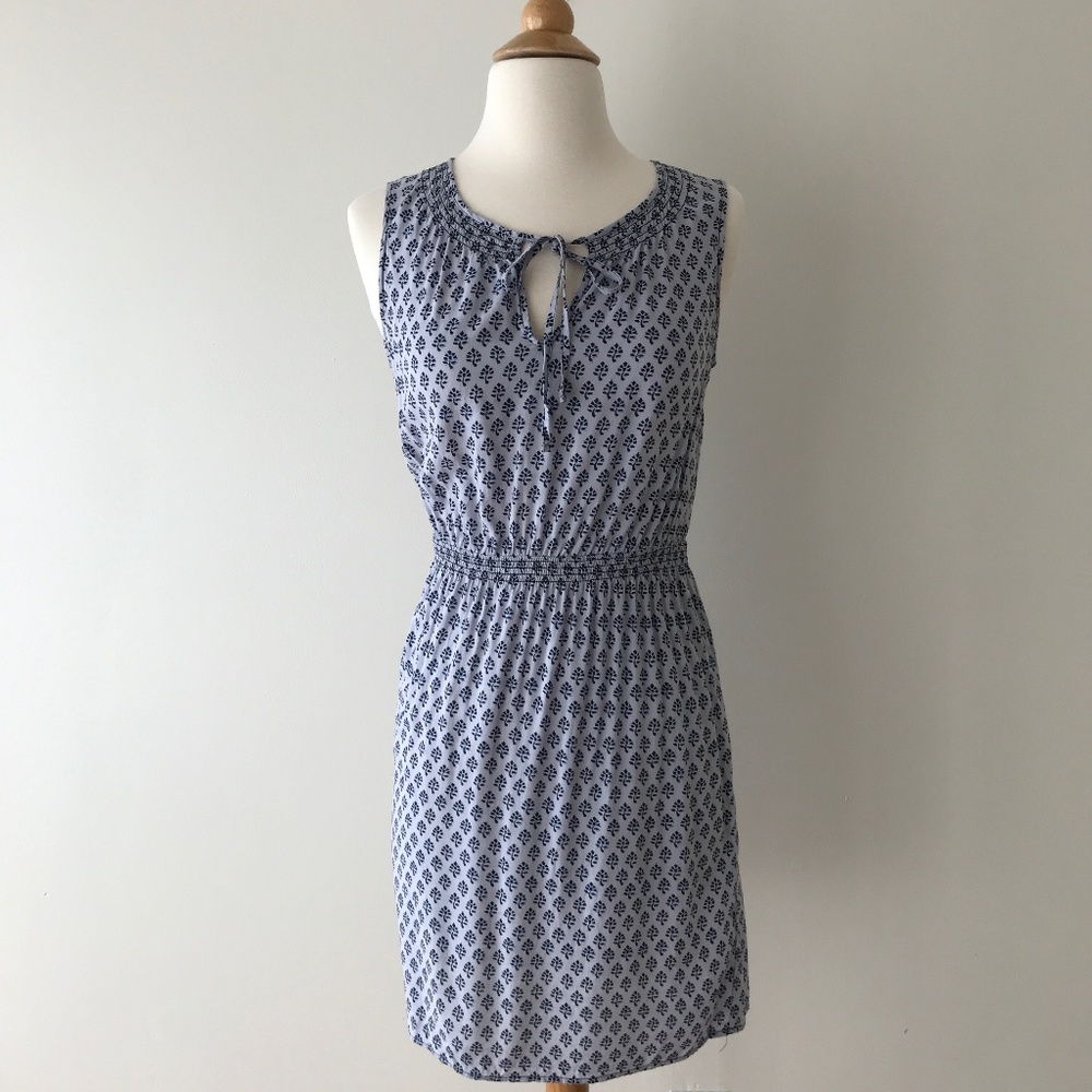 LOFT Floral Scoop Neck Sleeveless Short Dress